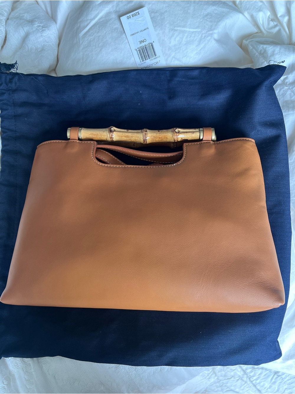 J. McLaughlin Sumpter Leather Bamboo-Handle handbag - Tan
